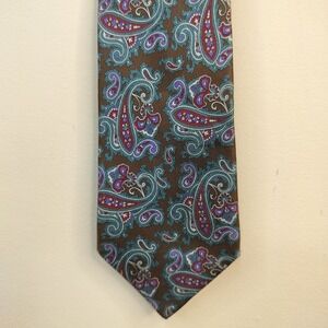 Carson Pirie Scott Vtg Silk Tie Mens‎ Paisley Silk Classic Brown Blue Purple